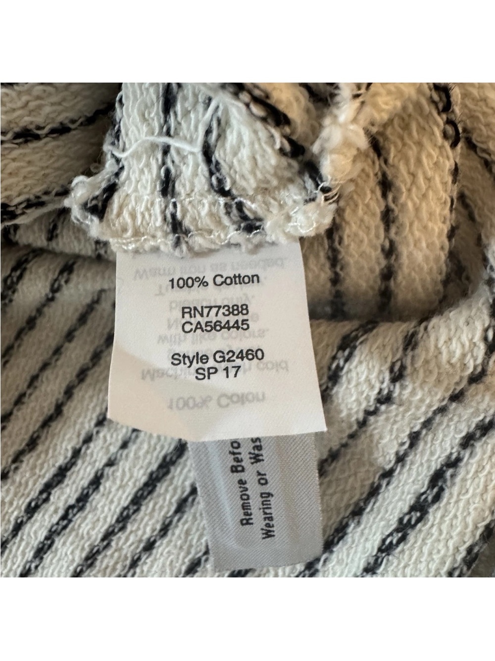 Madewell Striped Lace Up Pullover Top Women Large Cream Black Cotton Coastal - Picture 9 of 9